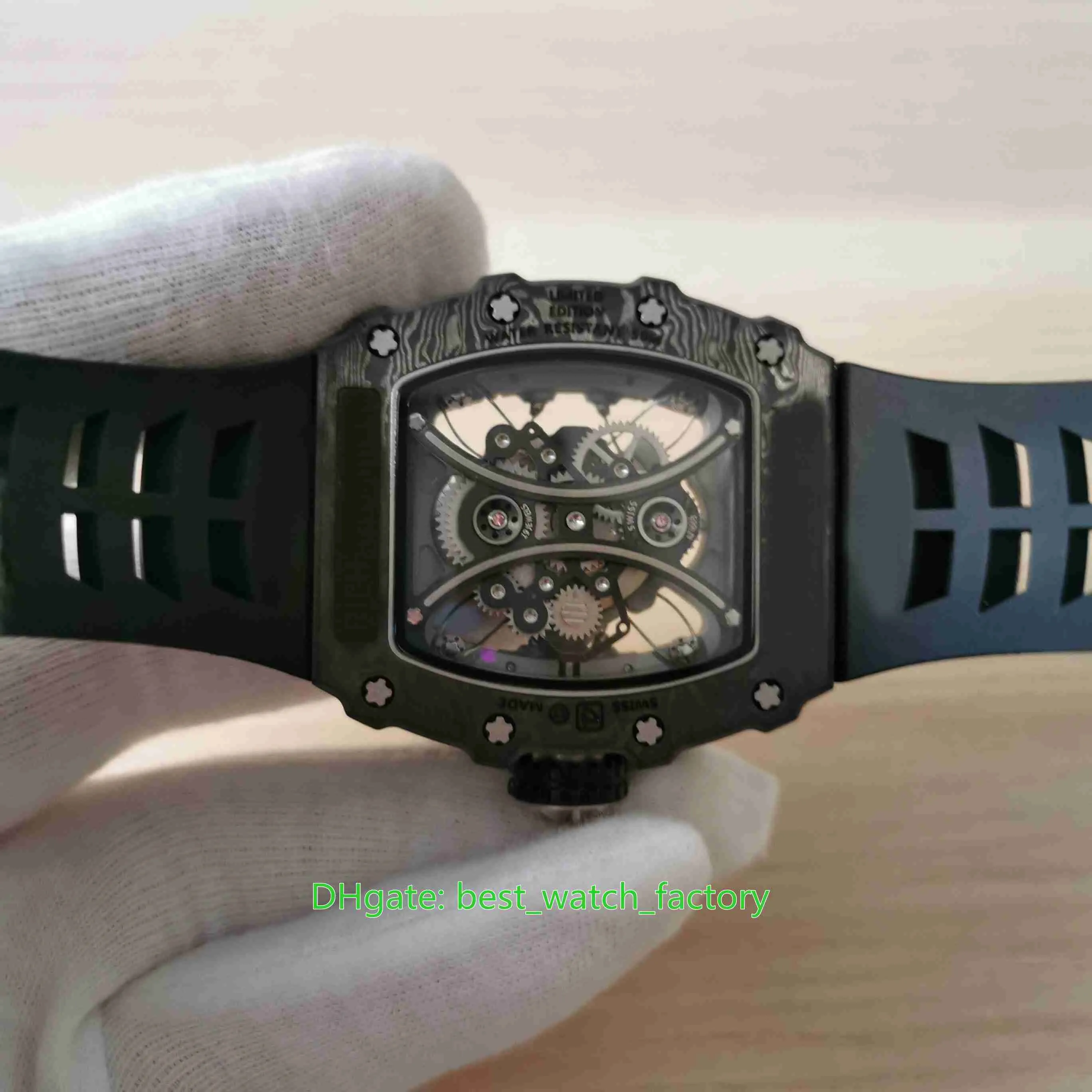 Venda de relógios de alta qualidade 44mm x 50mm RM53-01 PABLO MAC DONOUGH esqueleto NTPT fibra de carbono transparente mecânico automático 244Y