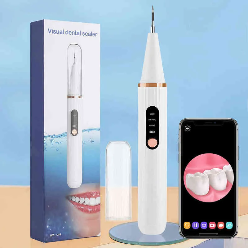 Ultradźwiękowy wizualny zębata wymienna Wygodne urządzenie do spłukiwania zęba domowego Remover220505