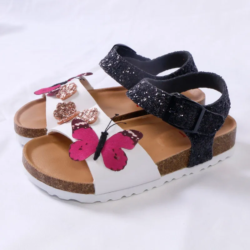 Kinderschuhe Kleinkind Mädchen Sandalen Sommermode PU Leder Kork Mädchen Sandalen Sommer Kinderschuhe Glitzer 220527