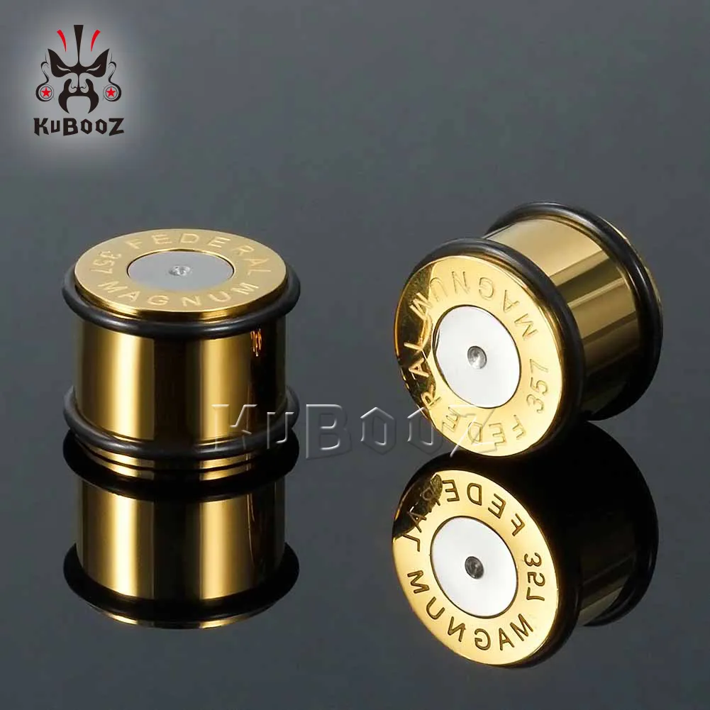 KUBOOZ Stainless Steel Solid Bullet Shape Ear Plugs Tunnels Piercing Body Jewelry Stretchers Whole 6mm to 25mm 270T