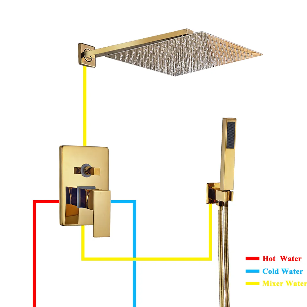 Bad Wasserhahn Gold Regen Bad Wasserhahn Wand Badewanne Mischbatterie Badezimmer Dusche Wasserhahn4225173