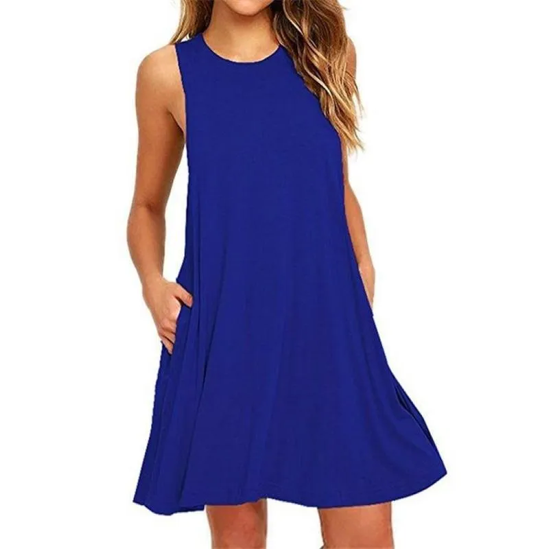 Frauen Schwarz Blau Sommer Kleid Polyester Kurzarm O Neck Tops Beiläufige Lose Weibliche Straße Weiß Vestidos 220630