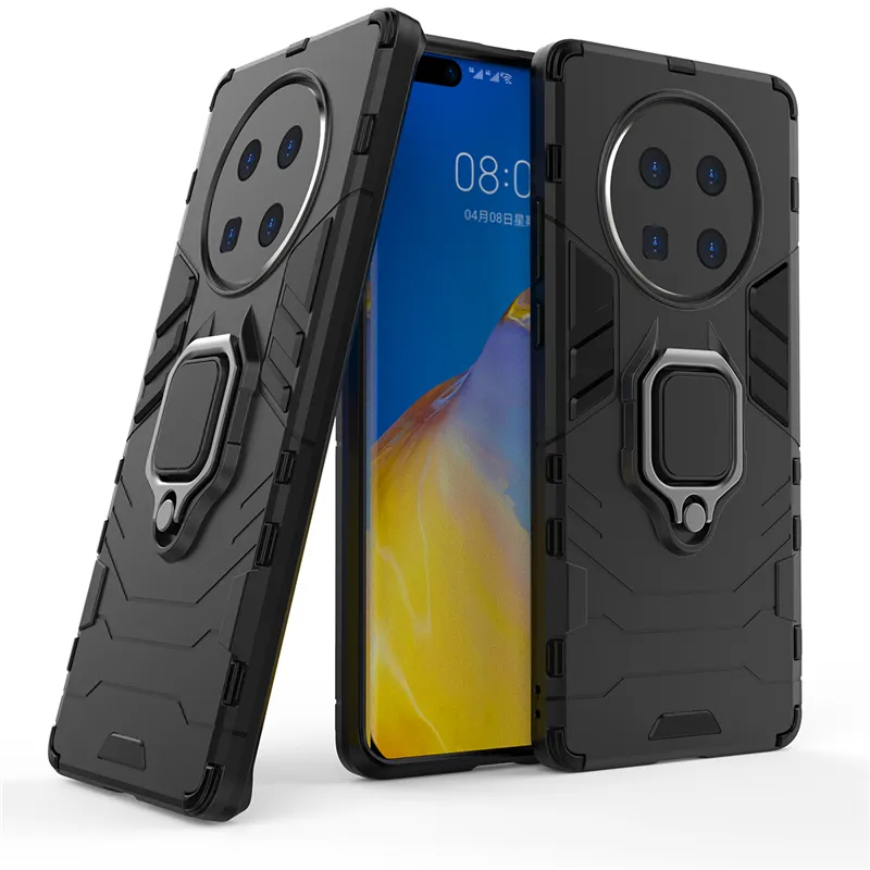 Armor stötsäker ringhållare fodral för Huawei Mate 40 Pro Plus Hard PC Soft TPU Hybrid robust magnetiskt bakslag för P40 Pro