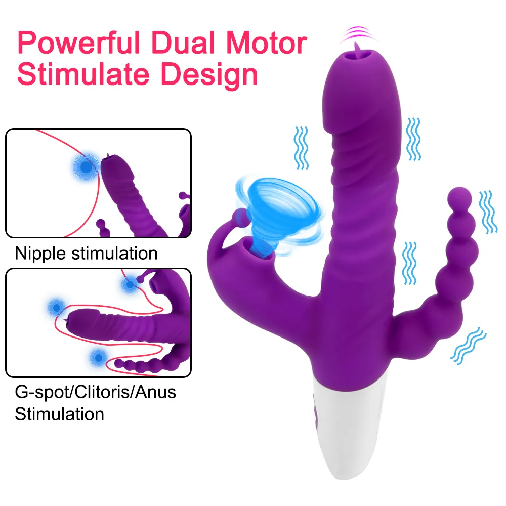 Tong Likken Vibrator G-spot Massage Sexy Speelgoed Voor Vrouwen 3 Modi Telescopische Dildo Vagina Clit Sucker Anale kralen Winkel