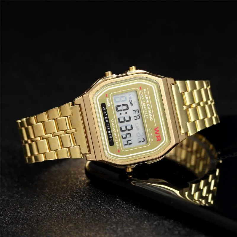 Horloges Goud Zilver Dames Heren Horloge Led Digitale Horloges Vierkant Dames Jurk Sport Dames Klok Hodinky Relogios Femini297w