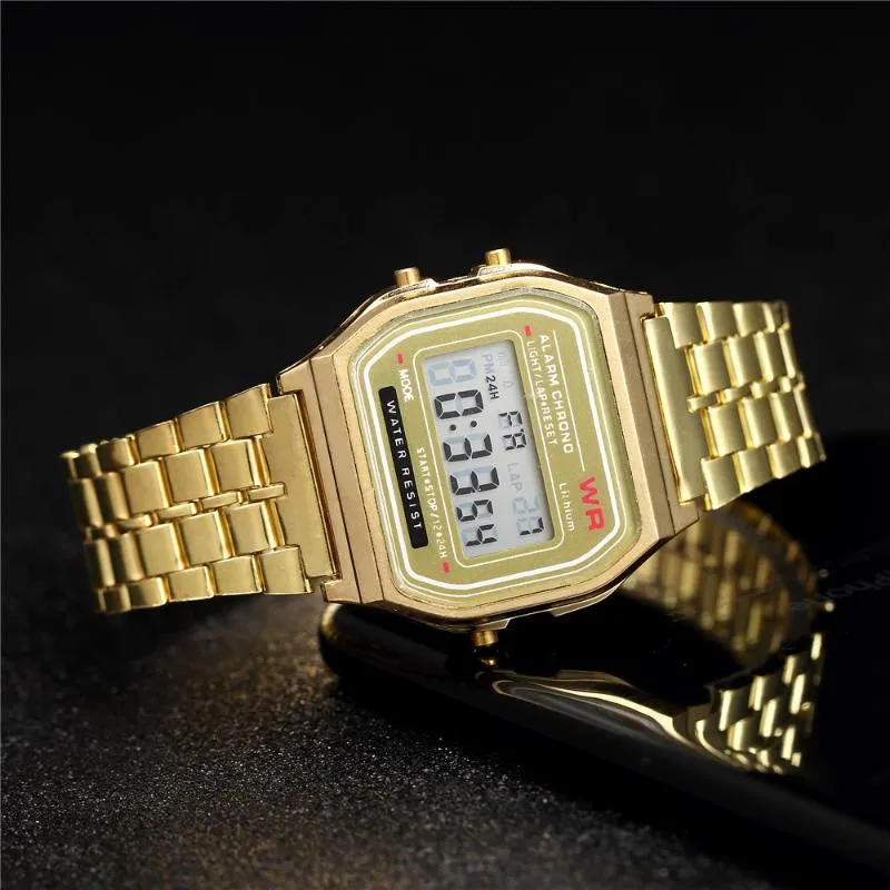 Wristwatches Gold Silver Women Men Watch Led Digital Watches Square Women's Dress Sports Ladies Clock Hodinky Relogios Femini297w