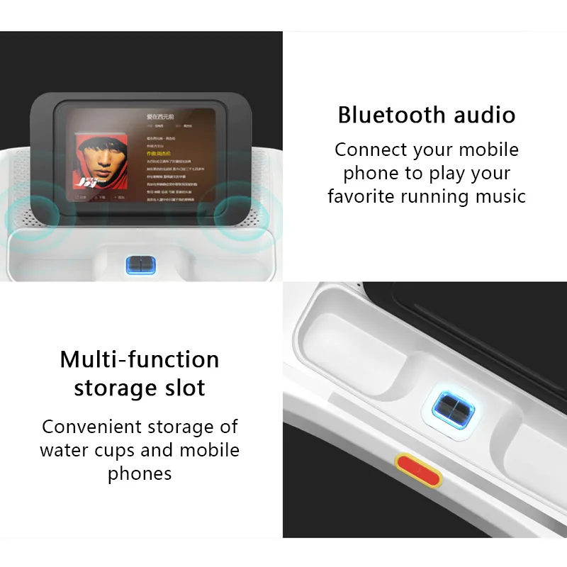 Cinta de correr plegable, equipo de ejercicio multifuncional, reproducción de vídeo silenciosa en interiores, se puede conectar a Bluetooth, máximo 120kg XS