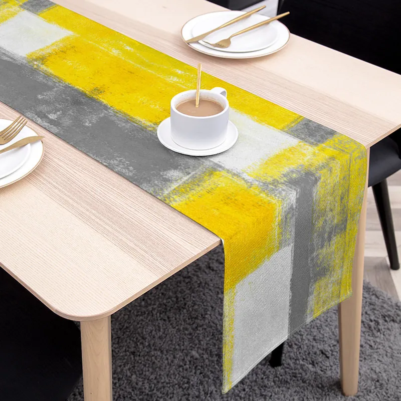 Modern Table Runner North European Style Cotton Linen Flag Gradient Color Painting Home Decor el Bed 220615