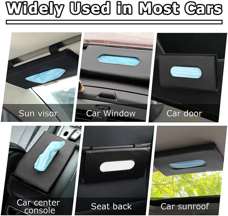 Car Visor Tissue Tissue Box Towel Tootes Premium Leather PU Sun Interior Storage for BMW Mulher Men 220523