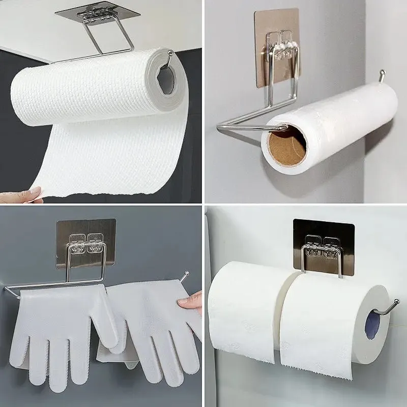 Selfadhesive Kitchen Toalett Roll Paper Holder Stand Storage Rack Backtillbehör 220611