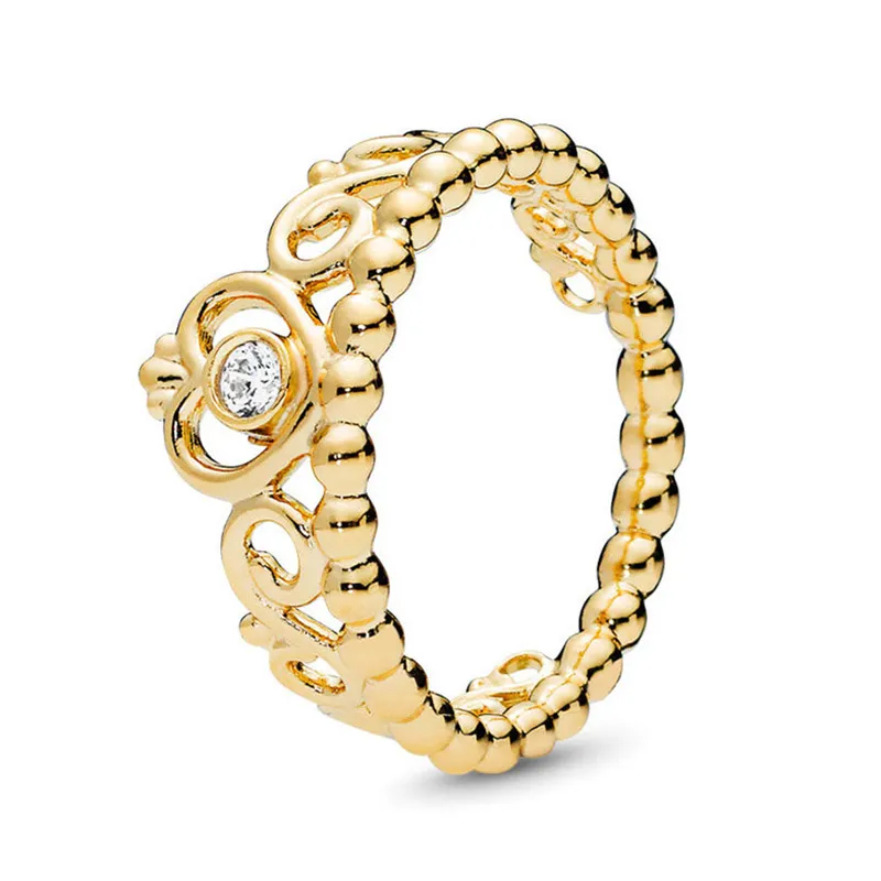 Nueva marca de anillo de banda de alto pulido, anillo de corona de princesa Tiara de plata esterlina 925 para mujeres, anillos de boda, accesorios de joyería de moda 294R