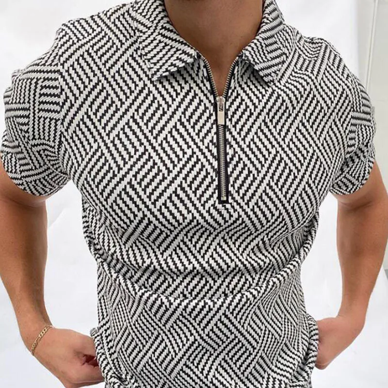 Heren zomergolf shirts gepersonaliseerde geruite print revers half zip korte mouw t sportkleding casual plus size polo 220615