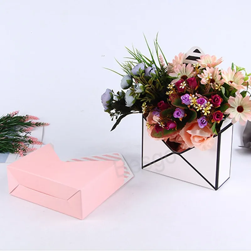 Kağıt Taşınabilir Çiçek Sepeti Mini Zarf Çiçekleri Kutu Partisi Düğün Dekorasyonu Sevgililer Günü Çiçek Ambalaj Kutuları BH6342 TYJ