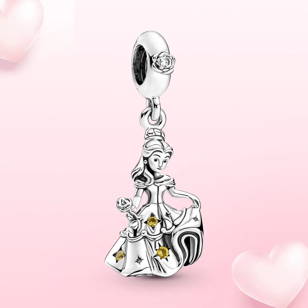 Nowa popularna 925 Sterling Silver Charm piękna i bestia wisząca dekoracja nadaje się do prymitywnej bransoletki Pandora damska biżuteria akcesoria mody prezent