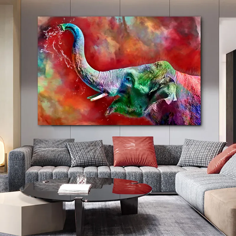 Coloré éléphant animaux affiches toile peinture mur Art photos pour salon moderne décor à la maison intérieur décorations imprime
