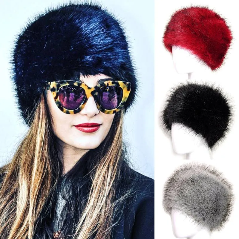 Berets gefälschte Pelhhut Frauen Beanie Cap Fashion Winter warmes flauschiges Kunst