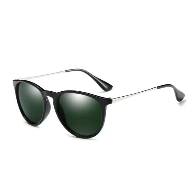 Lunettes de soleil rondes de mode Men des femmes Vintage Design Sun Verres Sun Classic Driving Eyewear Top Quality Matte Black Metal Frame UV400 G325O
