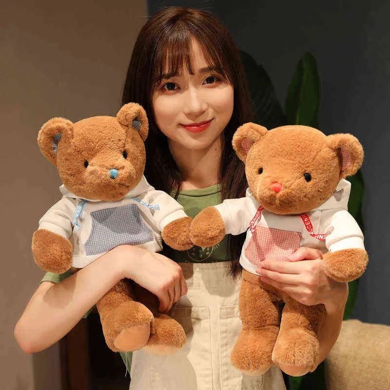 PC CM CUTE TEDDY BEAR와 옷 플러시 장난감 아름다운 동물 곰 쿠션 생일 크리스마스 선물 아기 여자 친구 J220704