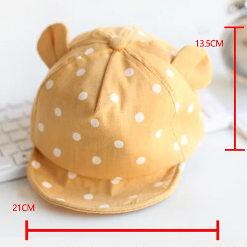 Baby Hats Summer Kids Cotton Peaked Cap Toddler Cute Dot Girls Boys Hat Child Cute 3D Ear Baseball Caps Infant Soft Sunhat 220815