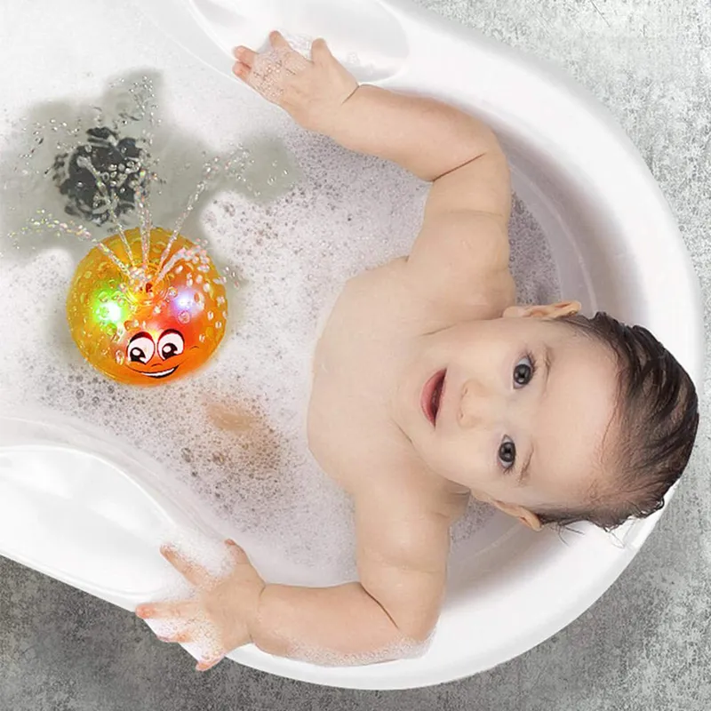 Funny Infant Bath Toys Baby Electric Induction Sprinkler Ball with Light Music Children Water Play Ball Bathing Toys Kids 220531