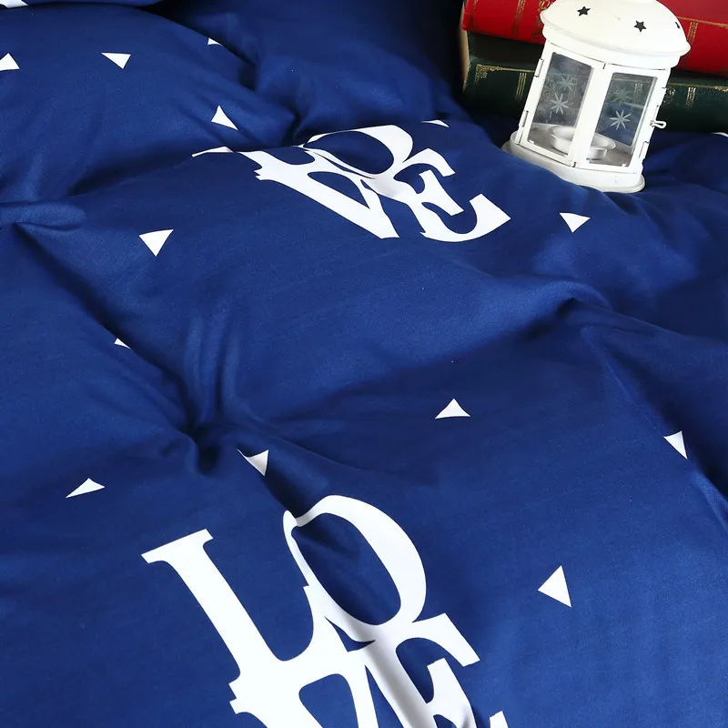 Bonenjoy Blue Color Slead Size Seled для Queen S Letter Printed с наволочкой 220514