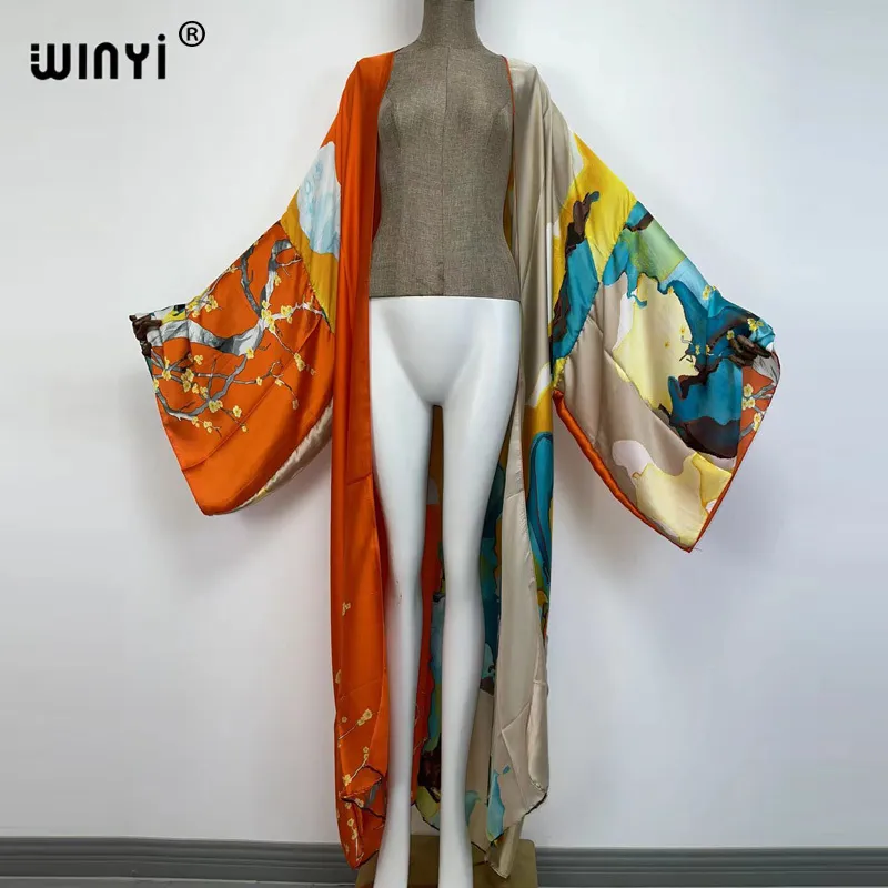 Kimonos verano femmes sukienka imprimer à manches longues Cardigan femme Blouse lâche décontracté plage couvrir boho robe fête caftan 220507