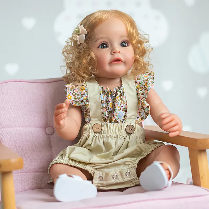 55 cm Reborn Toddler Girl Princess Sue-Sue Full Body Silikonowe lalki dziecięce ręcznie zrootowana zabawka do kąpieli dla dziewcząt 220608