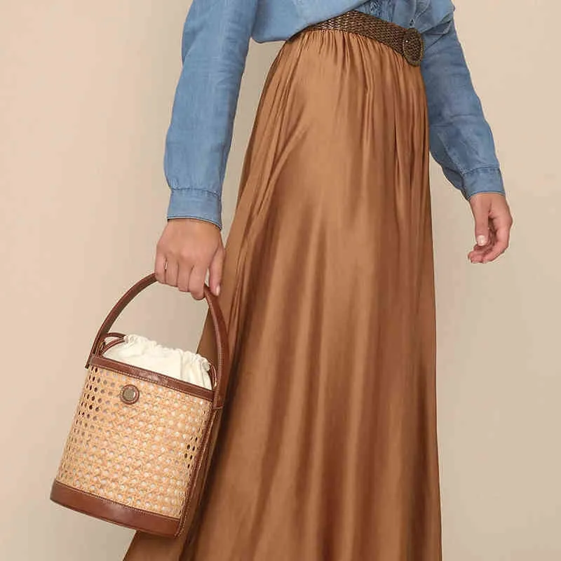 쇼핑백 디자이너 등나무 여성을위한 라운드 바구니 가방 큰 어깨 가방 브랜드 비치 중공 양동이 가방 여성 구매자 핸드백 220412