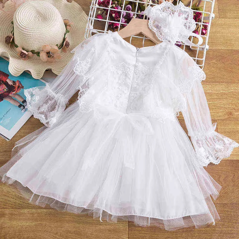 Robes en dentelle blanche pour bébés filles princesse fleur tulle tutu robes 1 2 3 4 5 ans enfant en bas âge enfants fête de mariage costume élégant G220518