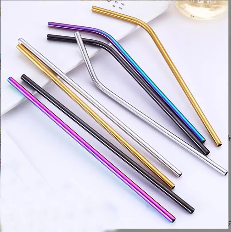 8MM Ordinary Polishing 304 Stainless Steel Reusable Drinking Straws For Home Party Wedding Bar Drinking Tools Barware 3 Size Select