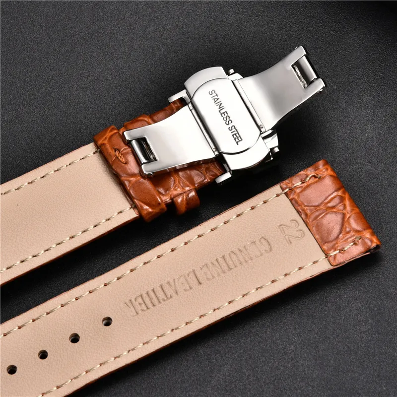 Top Luxury Pattern Watchband Leather Straps 18mm 20mm 22mm 24mm With Stainless Steel Automatic Clasp Wristwatch Band 2206247868677