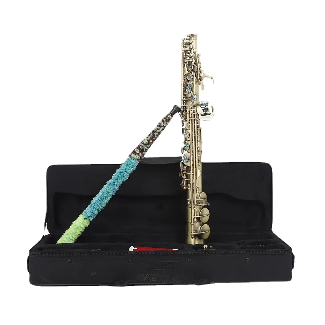 Antik högriktad rak rör professionell saxofon droppe B högkvalitativ saxsopran musikinstrument Saxo-sopran