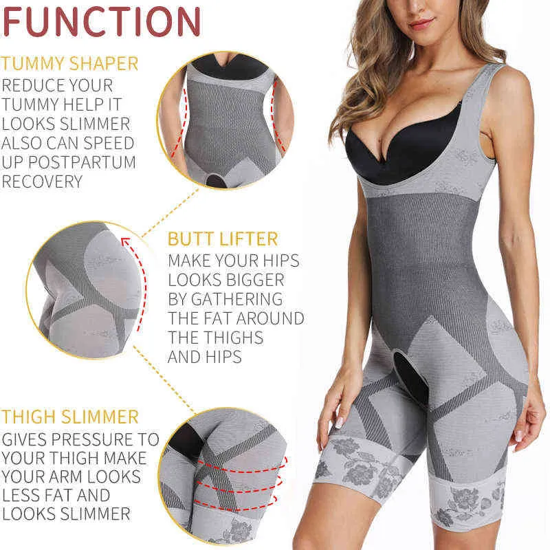 Frauen Shapewear Body Full Body Shaper Faser Taille Trainer Korsett Magic Slim Bauch-steuer Abnehmen Body Dij Reducer L220802