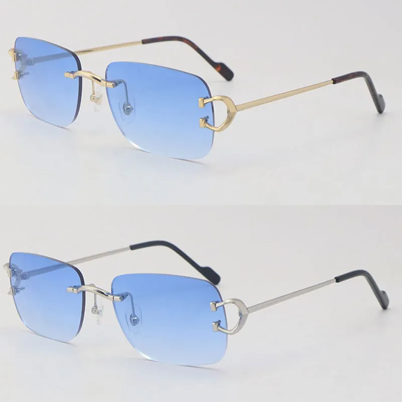 Nouveau designer C Décoration Métal Métalles sans lunettes de soleil carré de soleil Fashion Fashion Sun Glasses Pairs Sacs 0344O 001 Cadre 18K Gold 205L