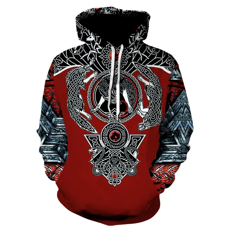 Viking The Raven of Tattoo 3D Printed Men Hoodies Retro Harajuku Fashion Hooded Sweatshirt Autumn Hoody Casual Streetwear Hoodie 220813