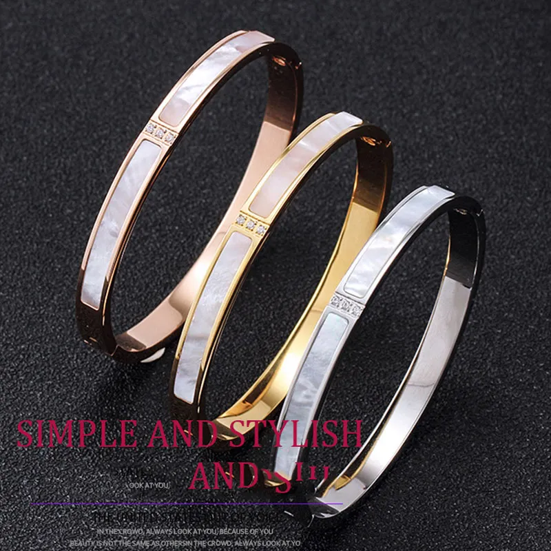 Muschel Armreif Damen Edelstahl Schraubendreher Paar Gold Armband Herren Modeschmuck Valentinstag Geschenk für Freundin Accessoires Großhandel