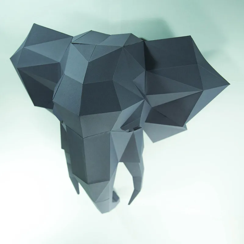 Tête d'éléphant 3D papier modèle Sculpture animale 72CM Papercraft bricolage artisanat pour salon mur Art décoration de la maison 2206093264