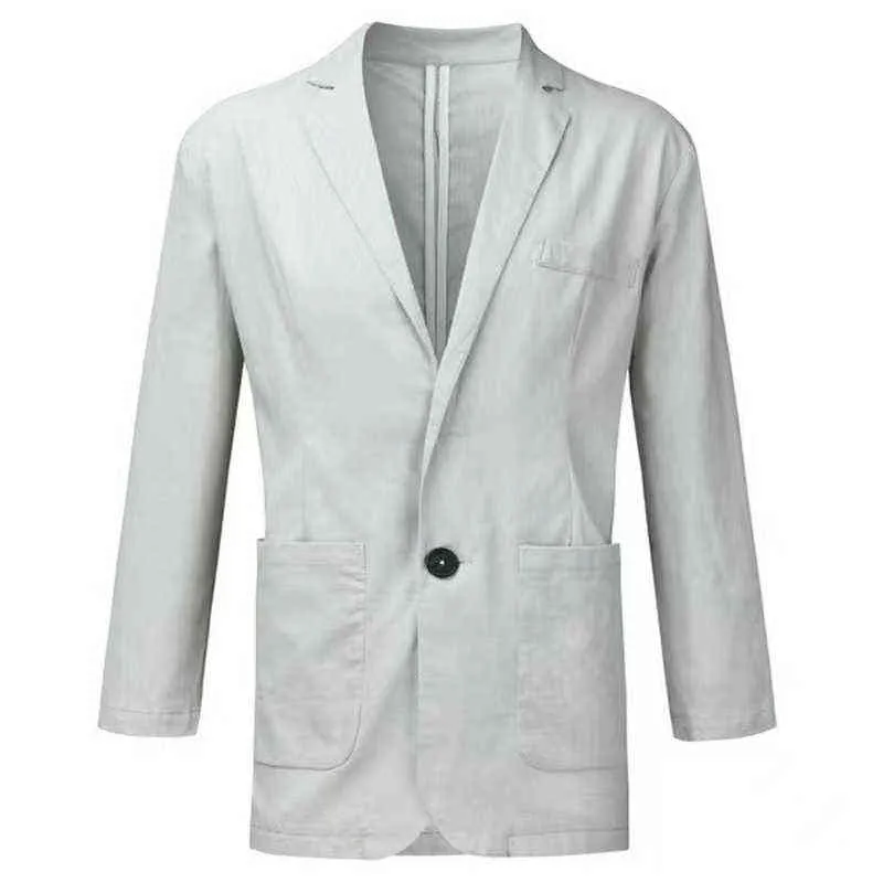Camicie da uomo Lino Cotone Manica lunga Tasca Abiti Slim Primavera Estate Cardigan traspirante Risvolto Blazer Cappotto Cappotto maschile 3XL L220704