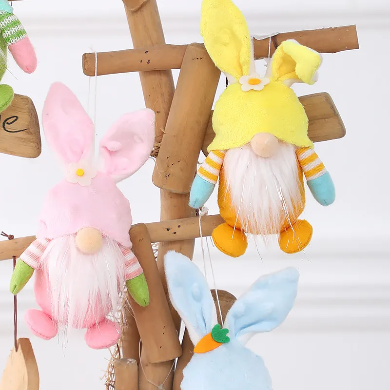 Décor de Pâques sans visage Gnome lapin poupée elfe nain en peluche lapin suspendus ornements fête printemps décorations pour la maison enfants cadeaux 220815