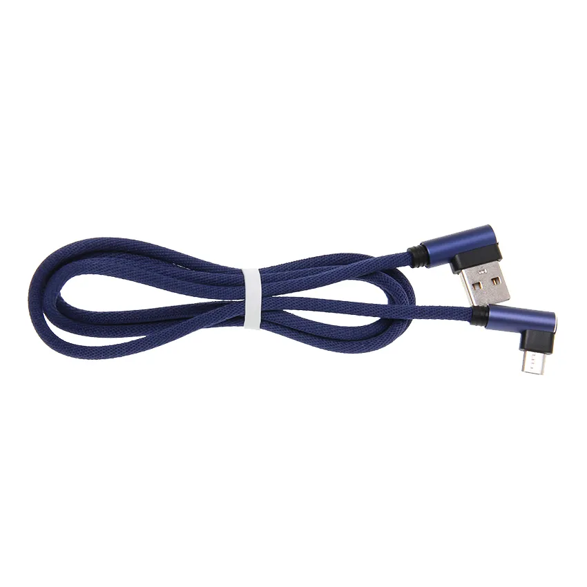 90 graders nylon Micro USB-datakablar 1m 2m 3m 25 cm snabb laddningstyp C för Xiaomi Redmi OnePlus Samsung USB-C Wire