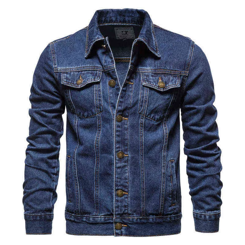 Primavera NUEVA 2022 Cotton Denim Hombres Capricon Jeans de jeans solares Men Moda Fit Slim Fit de calidad Man Jackets L220629