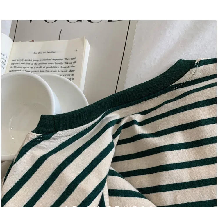 Frauen Sommer ONeck Srtiped T Shirts Kurzarm Hohe Qualität Boho Tees Baumwolle Material Lose Stil Kleidung 220527