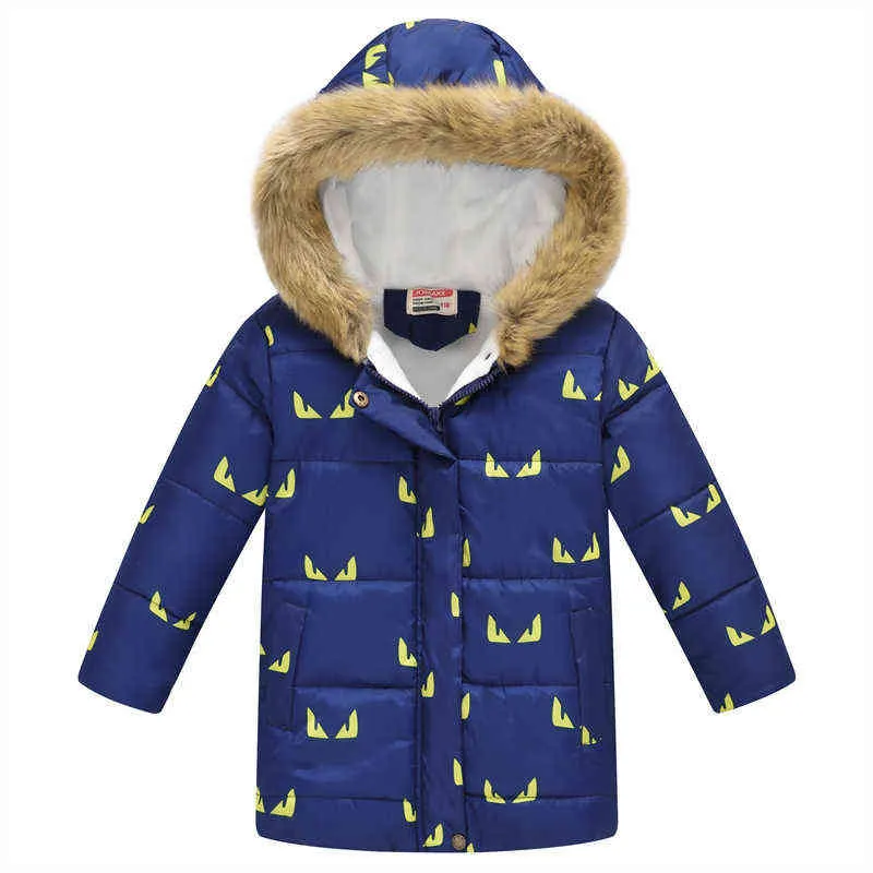 Dikke warme outfit baby jongens winterprint hoodie kinderen actieve kleding meisjes bont kraagjassen down kinderen 4-8y j220718
