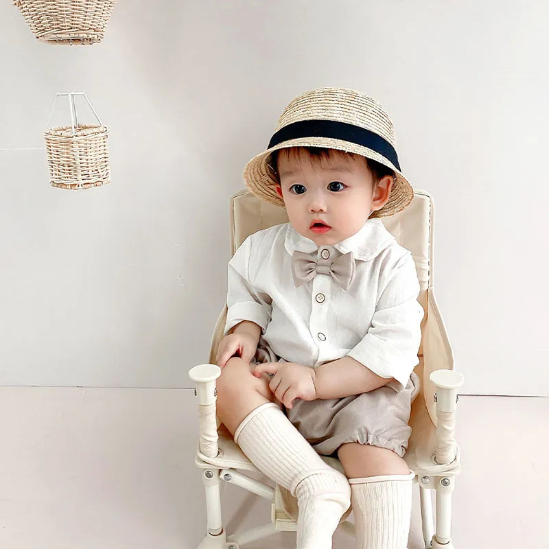 Milancel Autumn Baby Clothing Set Toddler Gentleman Boys Suit Bow Tie Blue and Shorts födelsedagskläder 220507