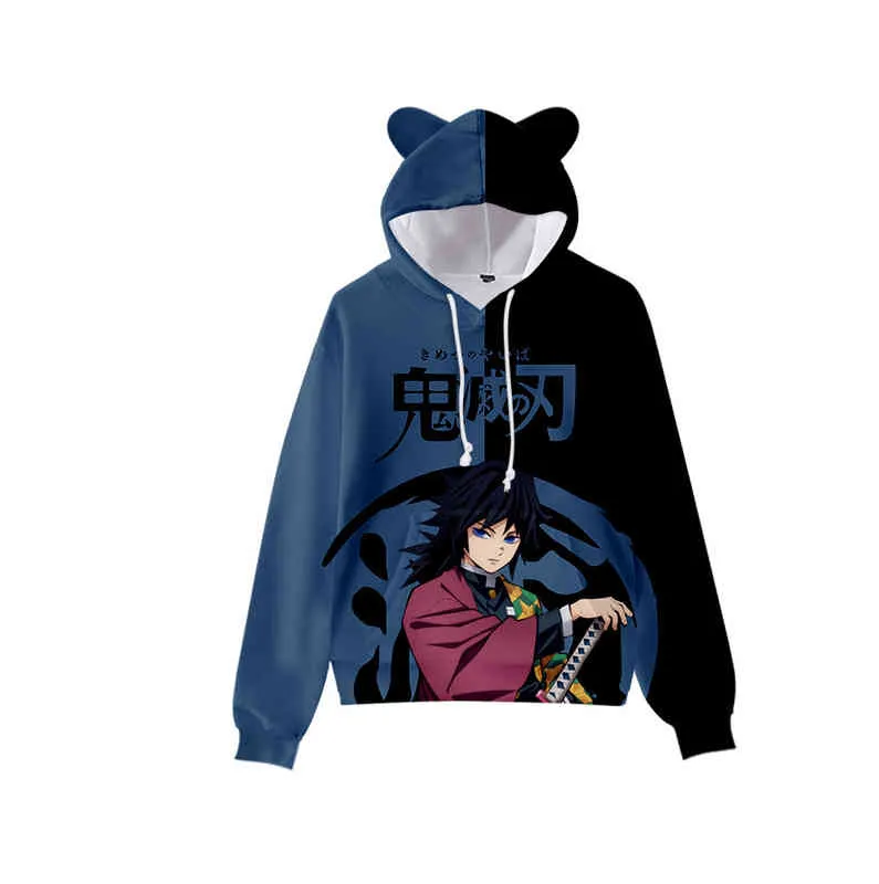 Neueste Japan Anime Dämon Slayer Frauen Hoodie Cartoon Katze Ohren Sweatshirt Teenager Jungen Mädchen Cosplay Kostüm Hoodies Kinder Kleidung