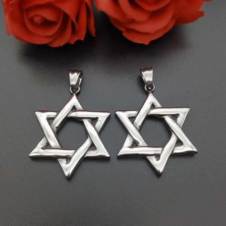 Colares Pingente Estrela de David Israel Cadeia Colar Mulheres Aço Inoxidável Judaica Prata Cor Judaica Homens JóiasPendant2475