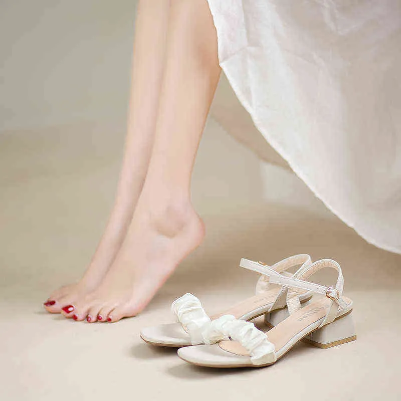 Nxy sandales femmes mode cheville boucle nœud à talons hauts pompes d'été chaussures à bout ouvert dames talon carré femme grande taille