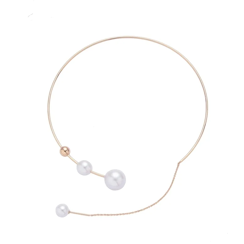 Elegant Big White Imitation Pearl Choker Clavicle Chain Fashion Necklace For Women Wedding Jewelry Collar 220727