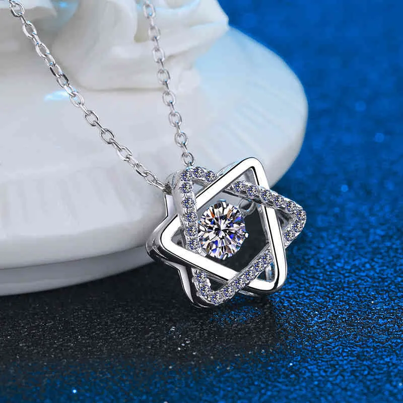 14 K Beyaz Altın Gerçek Gra Moissanite Kadınlar için 925 Ayar Gümüş 05CT Lab Diamond Kolye Güzel Takı