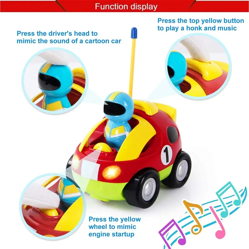 Cartoon RC Race Car R Remote Control with Music Lights & Sound for Kids Children Vehicles Toys For Boy Gifts 220429